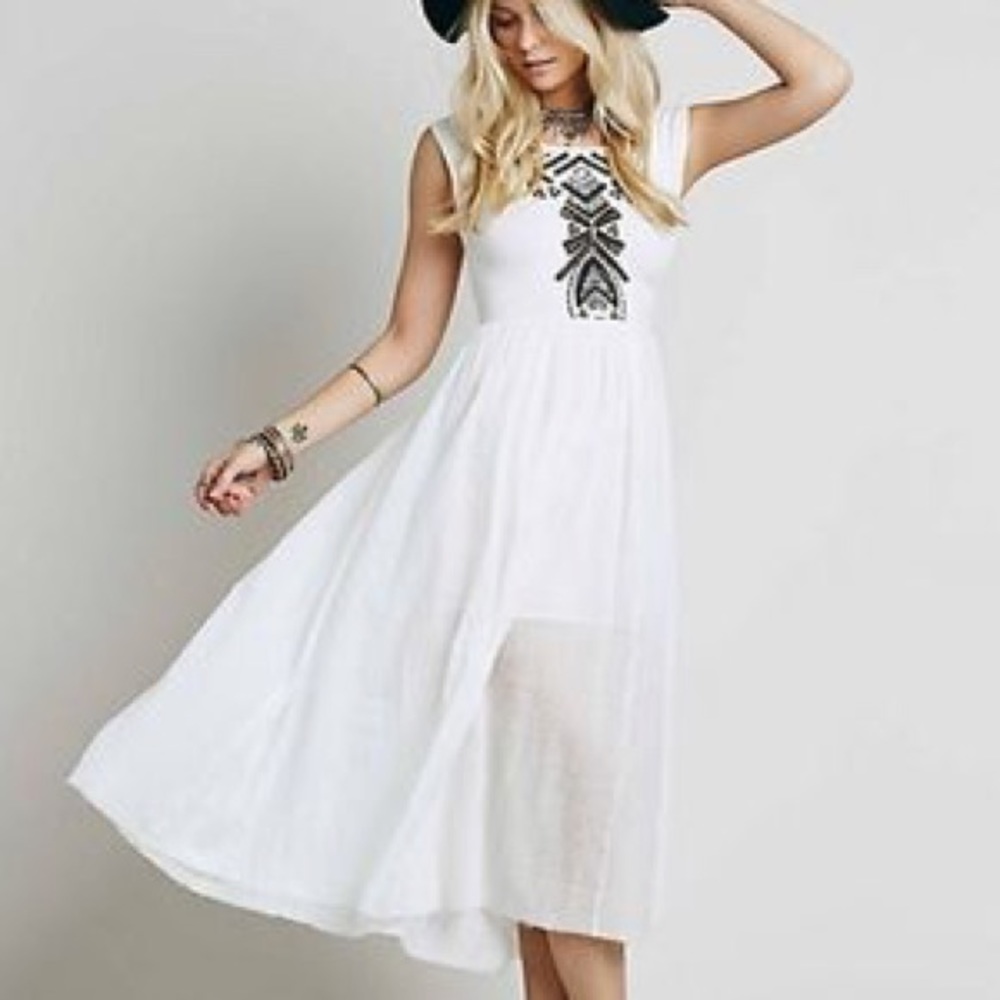 Free People ToosaLoosa Slub Embroidered Midi Dress